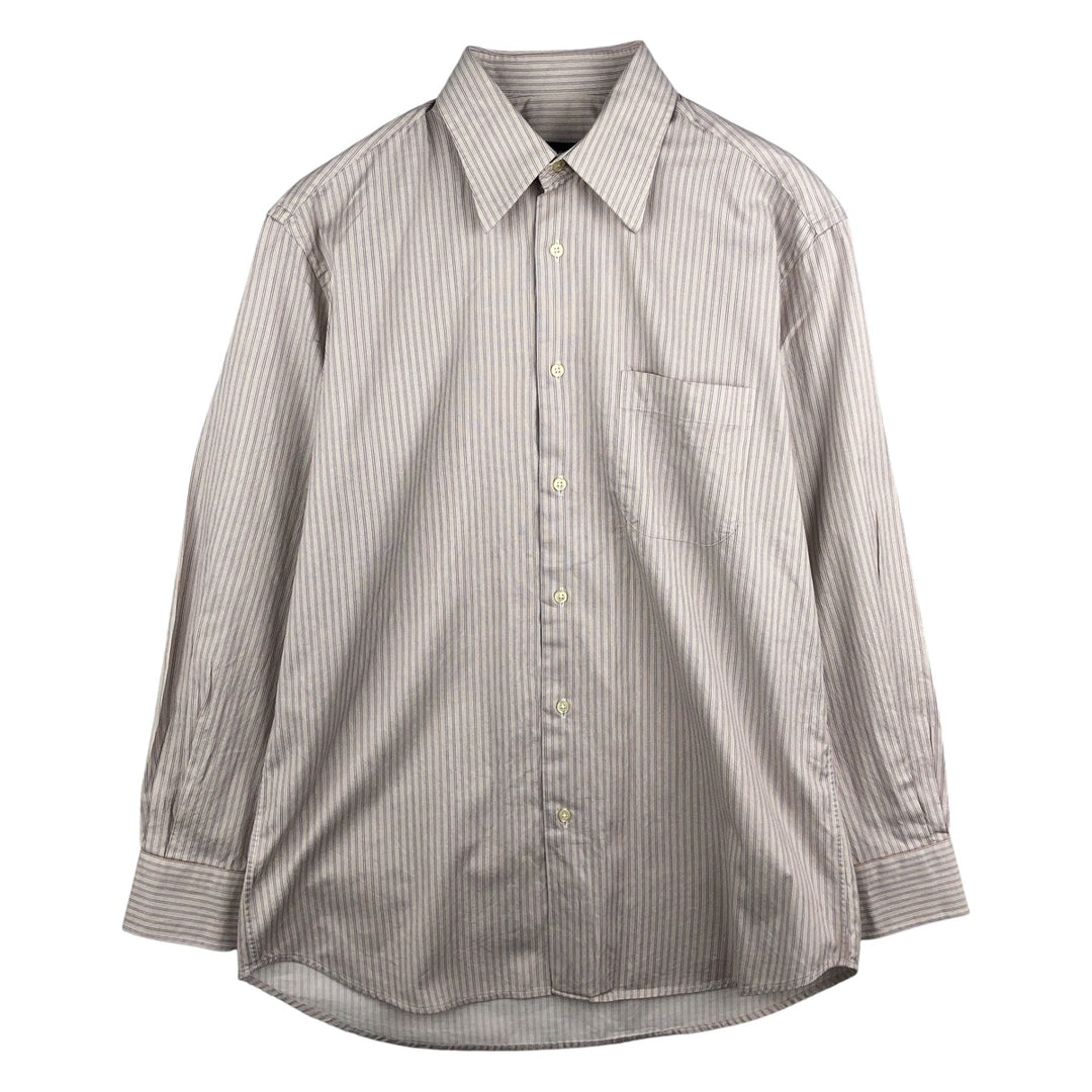 Hugo Boss Multi-Stripe Long Sleeve Cotton Striped Shirt, Men's Size M cotton Beige type Vintage Second Hand