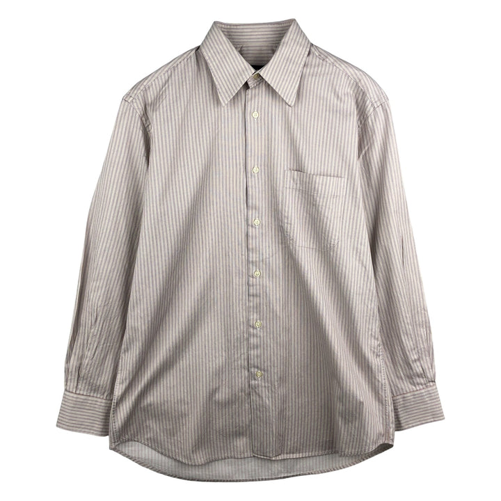 Hugo Boss Multi-Stripe Long Sleeve Cotton Striped Shirt, Men's Size M cotton Beige type Vintage Second Hand