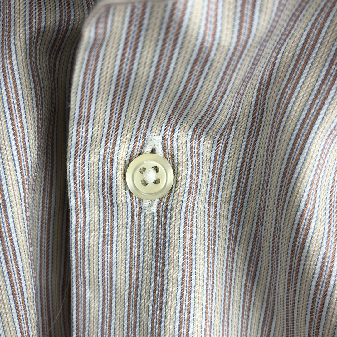 Hugo Boss Multi-Stripe Long Sleeve Cotton Striped Shirt, Men's Size M cotton Beige type Vintage Second Hand