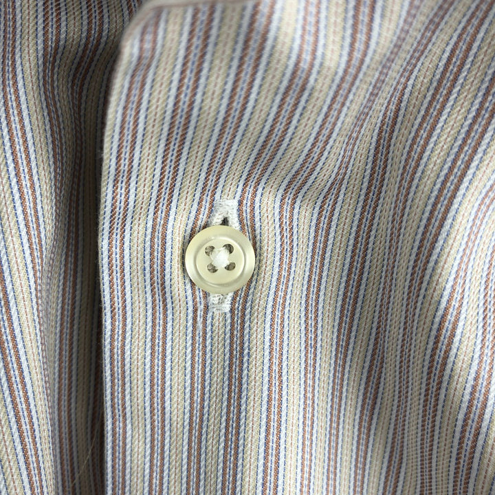 Hugo Boss Multi-Stripe Long Sleeve Cotton Striped Shirt, Men's Size M cotton Beige type Vintage Second Hand