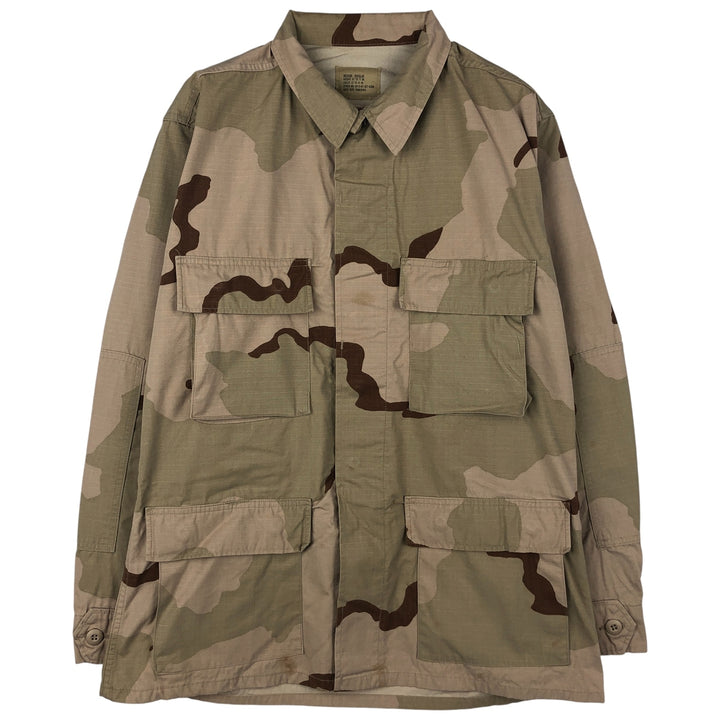 00'S US military genuine camouflage Pattern 3C desert camo ripstop BDU military jacket made in USA MEDIUM-REGULAR equivalent to men's M Nylon Beige type Vintage Second Hand