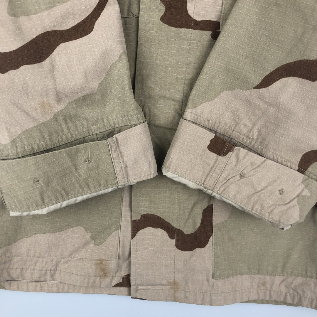 00'S US military genuine camouflage Pattern 3C desert camo ripstop BDU military jacket made in USA MEDIUM-REGULAR equivalent to men's M Nylon Beige type Vintage Second Hand