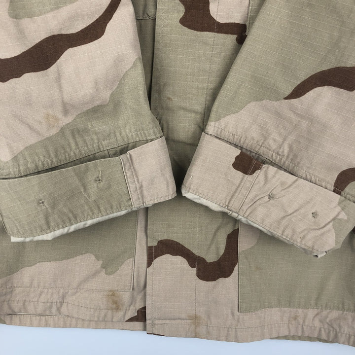 00'S US military genuine camouflage Pattern 3C desert camo ripstop BDU military jacket made in USA MEDIUM-REGULAR equivalent to men's M Nylon Beige type Vintage Second Hand