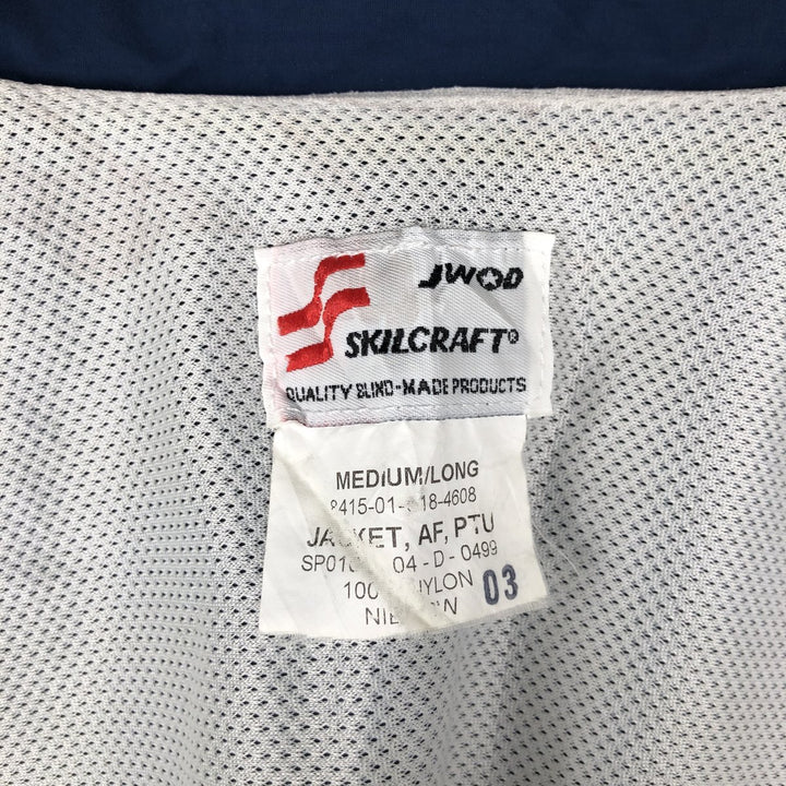 2000'S US Military SKILCRAFT PTU Training Jacket, Nylon, Made in USA, Medium Nylon navy blue type Vintage Second Hand