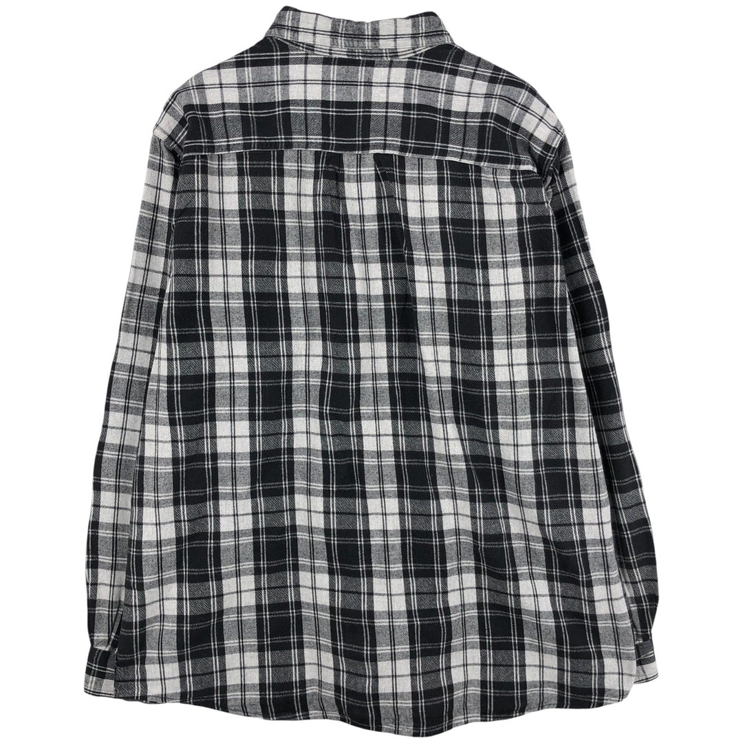 LLBean Traditional Fit Long Sleeve Button-Down Flannel Check Shirt, Men's Size XL cotton gray type Vintage Second Hand