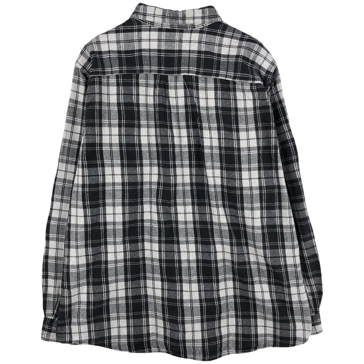 LLBean Traditional Fit Long Sleeve Button-Down Flannel Check Shirt, Men's Size XL cotton gray type Vintage Second Hand