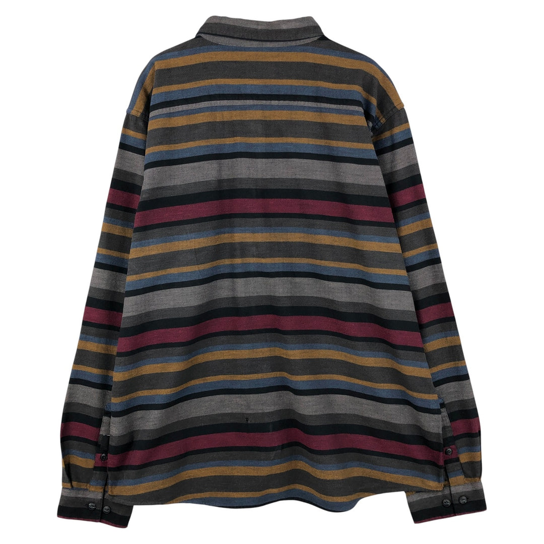 Patagonia Lightweight Fjord STY54020FA18 Striped Pattern Long Sleeve Flannel Shirt, Men's XL Organic cotton gray type Vintage Second Hand