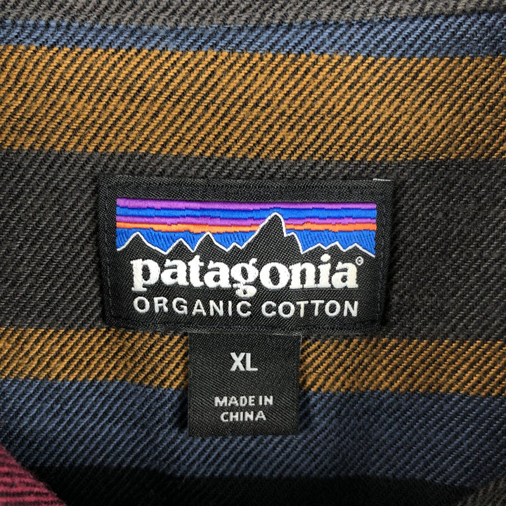 Patagonia Lightweight Fjord STY54020FA18 Striped Pattern Long Sleeve Flannel Shirt, Men's XL Organic cotton gray type Vintage Second Hand