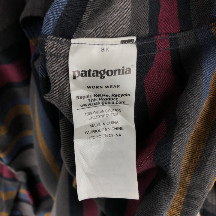 Patagonia Lightweight Fjord STY54020FA18 Striped Pattern Long Sleeve Flannel Shirt, Men's XL Organic cotton gray type Vintage Second Hand