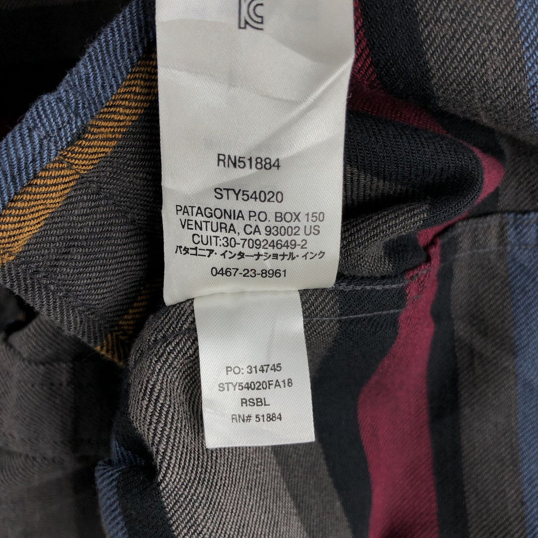 Patagonia Lightweight Fjord STY54020FA18 Striped Pattern Long Sleeve Flannel Shirt, Men's XL Organic cotton gray type Vintage Second Hand