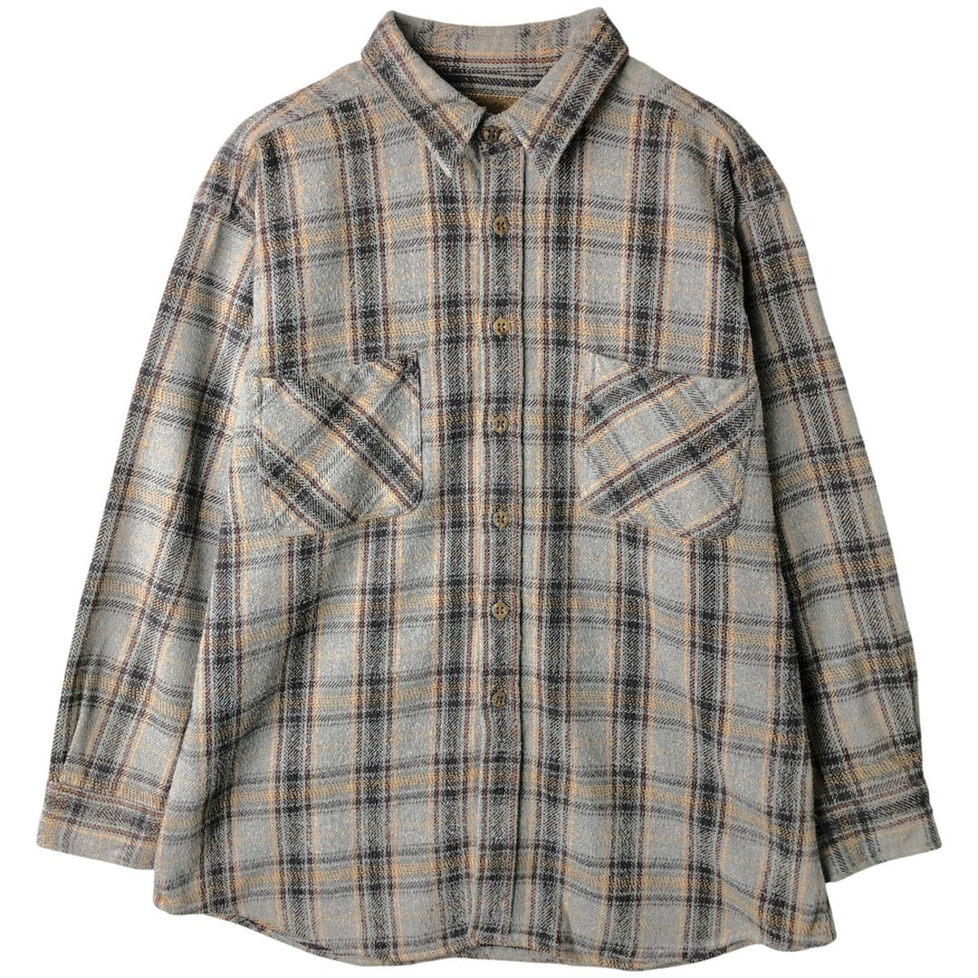 90'S St. John's Bay Vintage Long Sleeve Flannel Check Shirt, Men's XL cotton gray type Vintage Second Hand