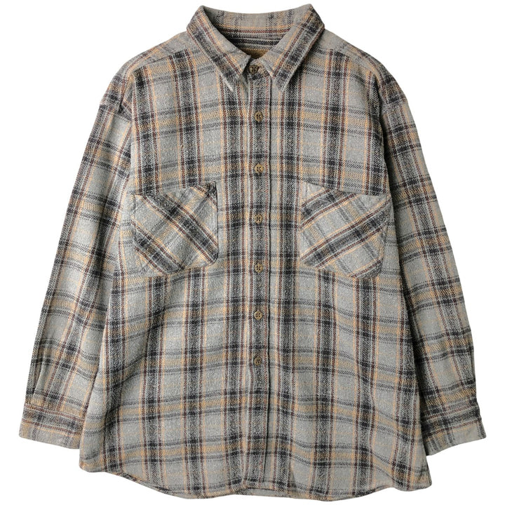 90'S St. John's Bay Vintage Long Sleeve Flannel Check Shirt, Men's XL cotton gray type Vintage Second Hand