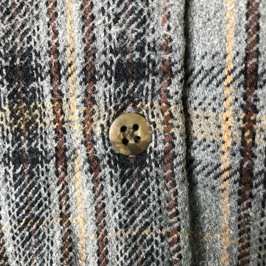 90'S St. John's Bay Vintage Long Sleeve Flannel Check Shirt, Men's XL cotton gray type Vintage Second Hand