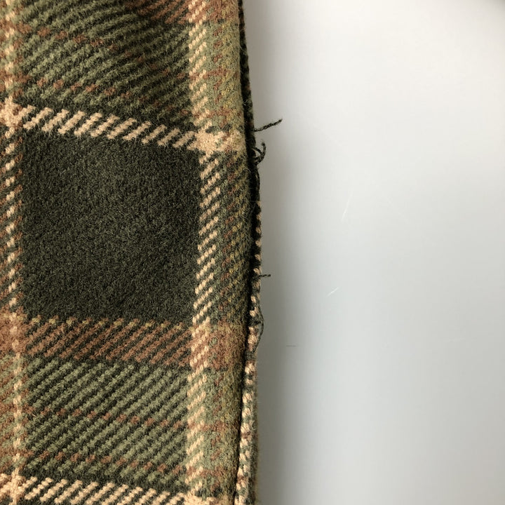 Long sleeve flannel check shirt, men's size L cotton Khaki type Vintage Second Hand