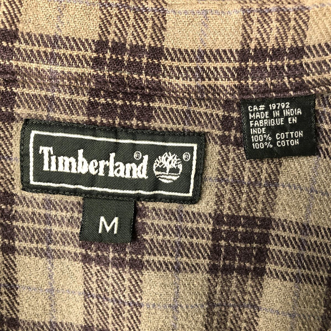 Vintage 90s-00'S Timberland long-sleeved flannel check shirt, men's size M cotton brown type Vintage Second Hand