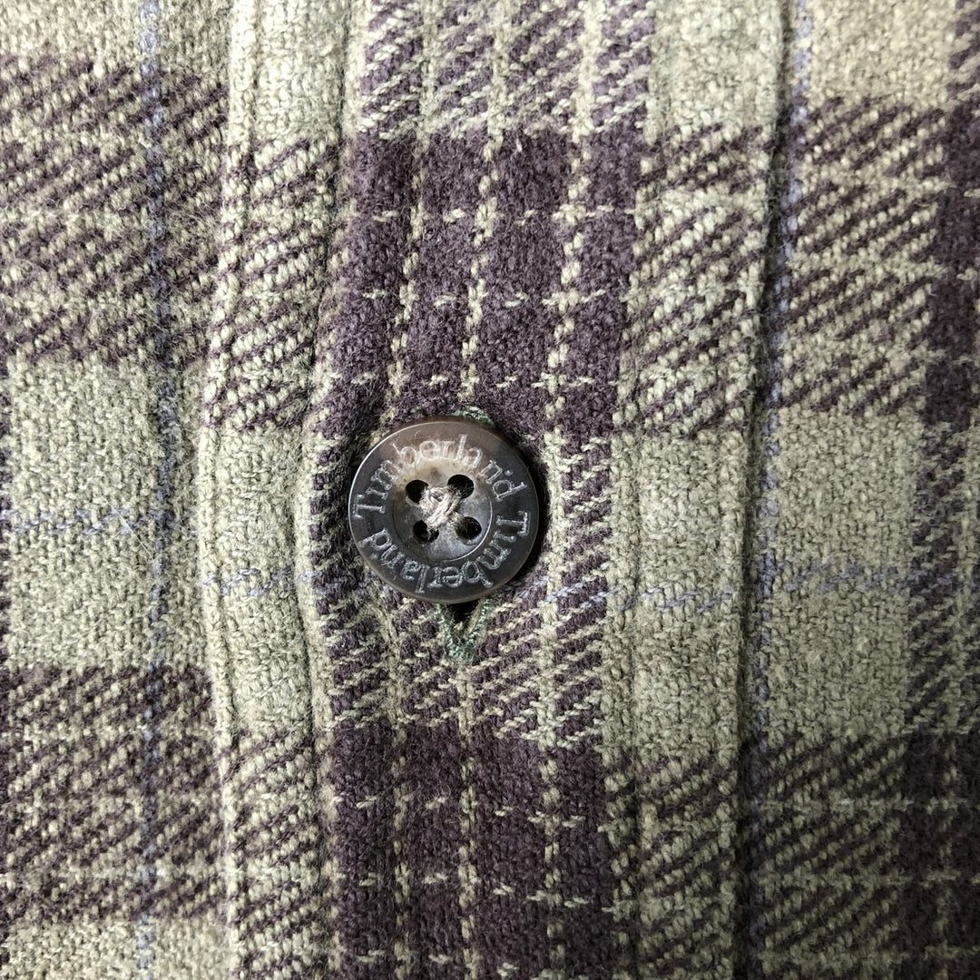 Vintage 90s-00'S Timberland long-sleeved flannel check shirt, men's size M cotton brown type Vintage Second Hand