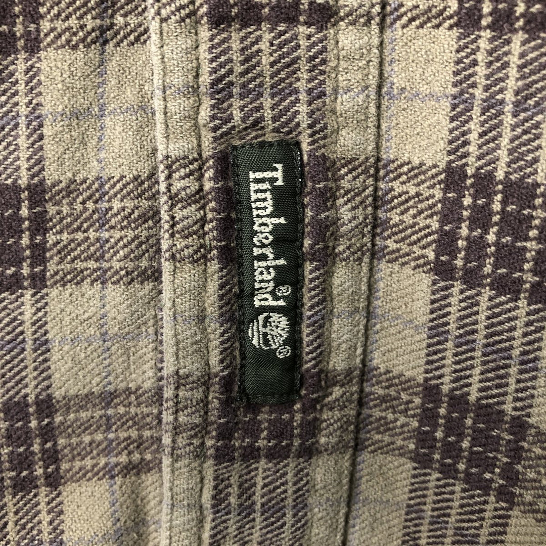 Vintage 90s-00'S Timberland long-sleeved flannel check shirt, men's size M cotton brown type Vintage Second Hand
