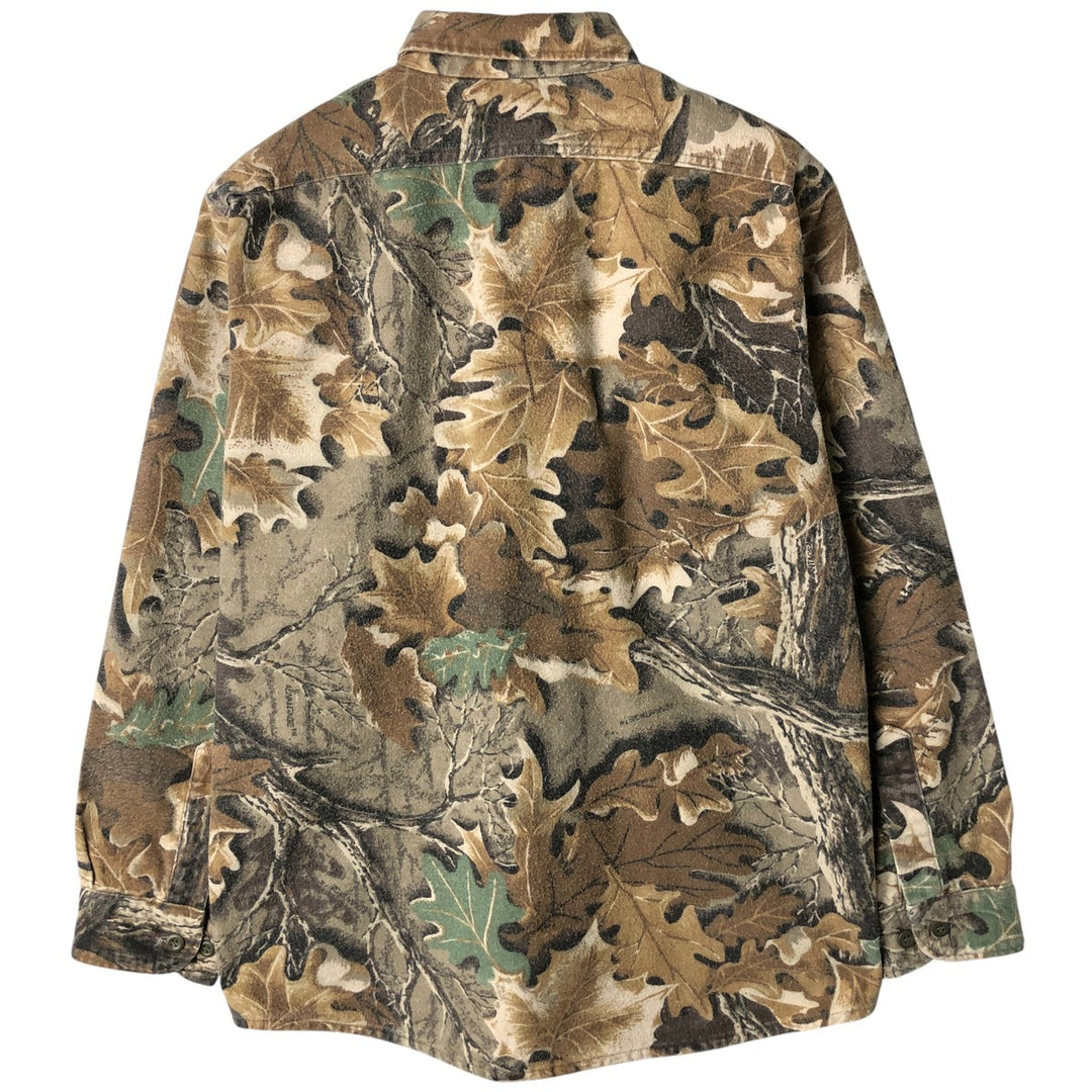 90s-00'S Cabela's Realtree Camo Long Sleeve Heavy Flannel Shirt, Made in USA, Men's Size Medium, Vintage cotton Khaki type brown Vintage Second Hand