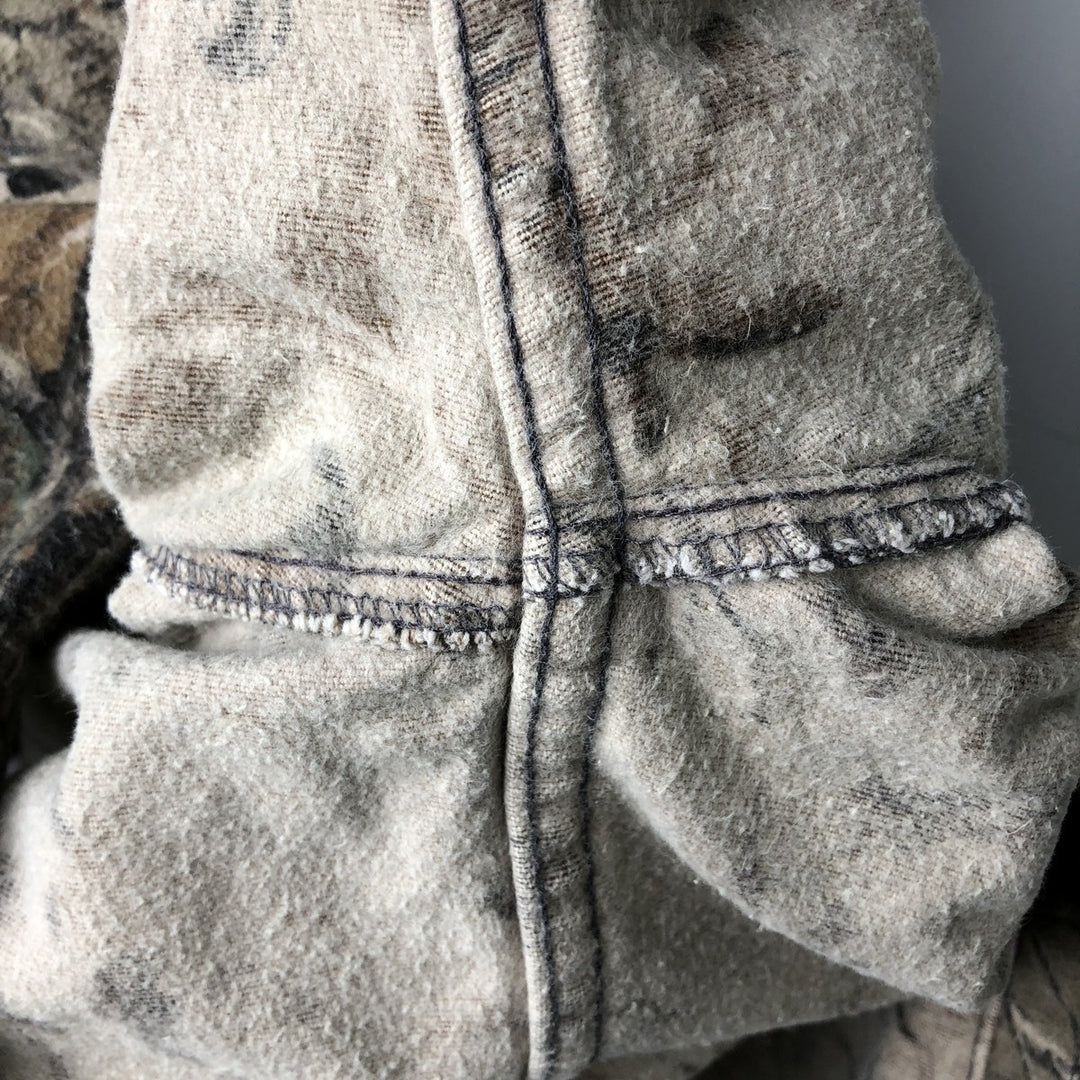 90s-00'S Cabela's Realtree Camo Long Sleeve Heavy Flannel Shirt, Made in USA, Men's Size Medium, Vintage cotton Khaki type brown Vintage Second Hand