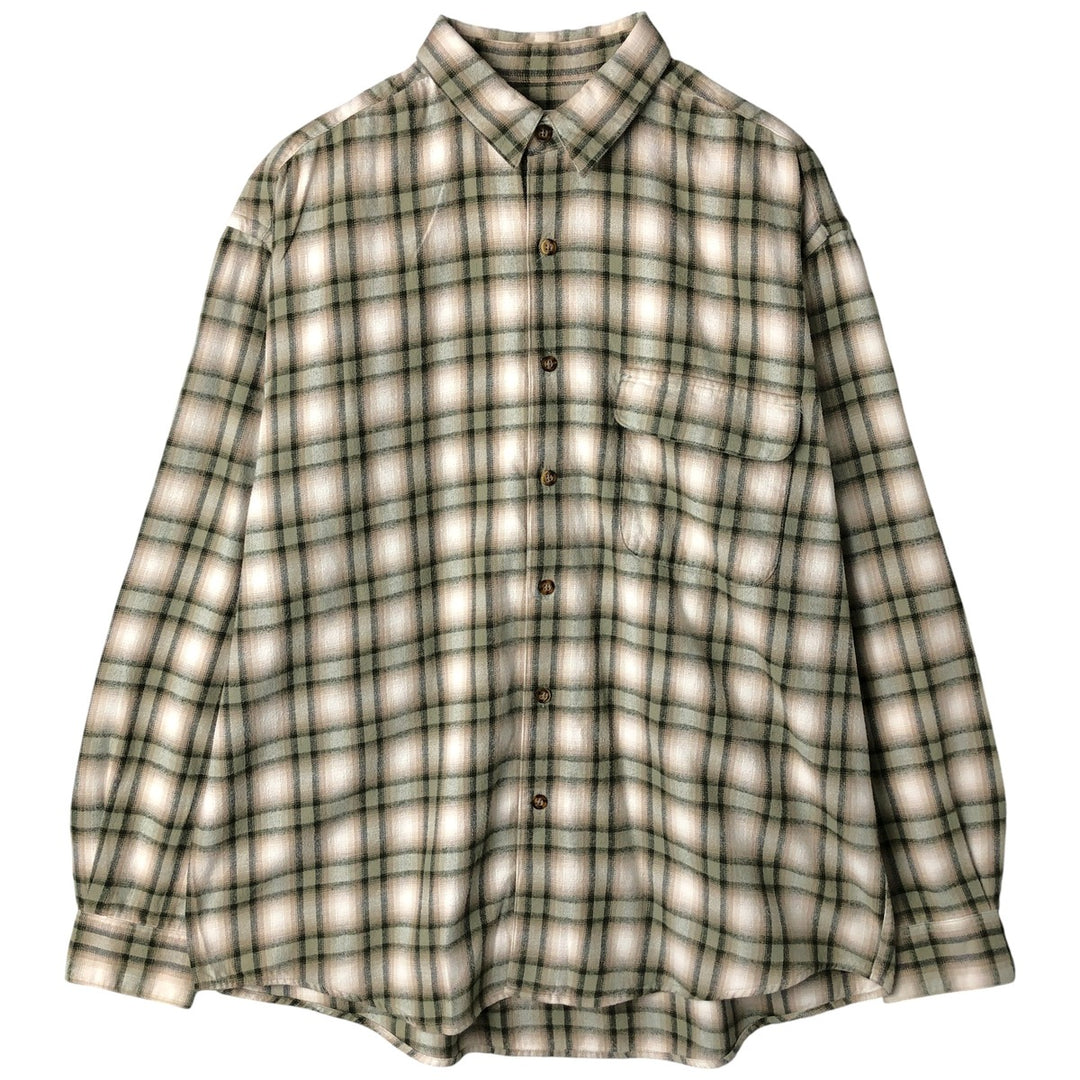 Eddie Bauer Lightflannel Check Shirt, Men's Size L cotton Beige type Vintage Second Hand