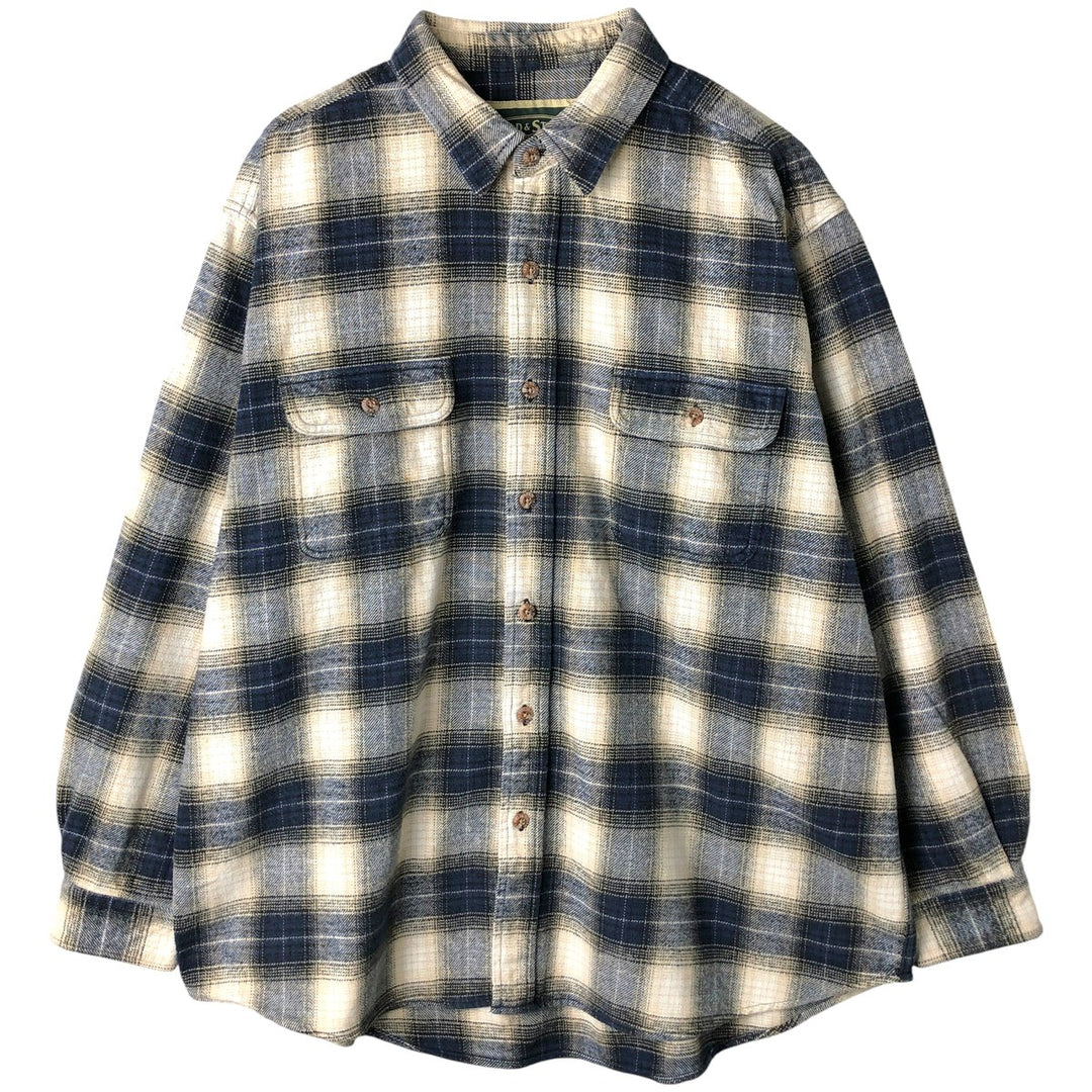 Field and Stream FIELD AND STREAM Ombre Check Long Sleeve Flannel Check Shirt, Men's XL unclear navy blue type Vintage Second Hand