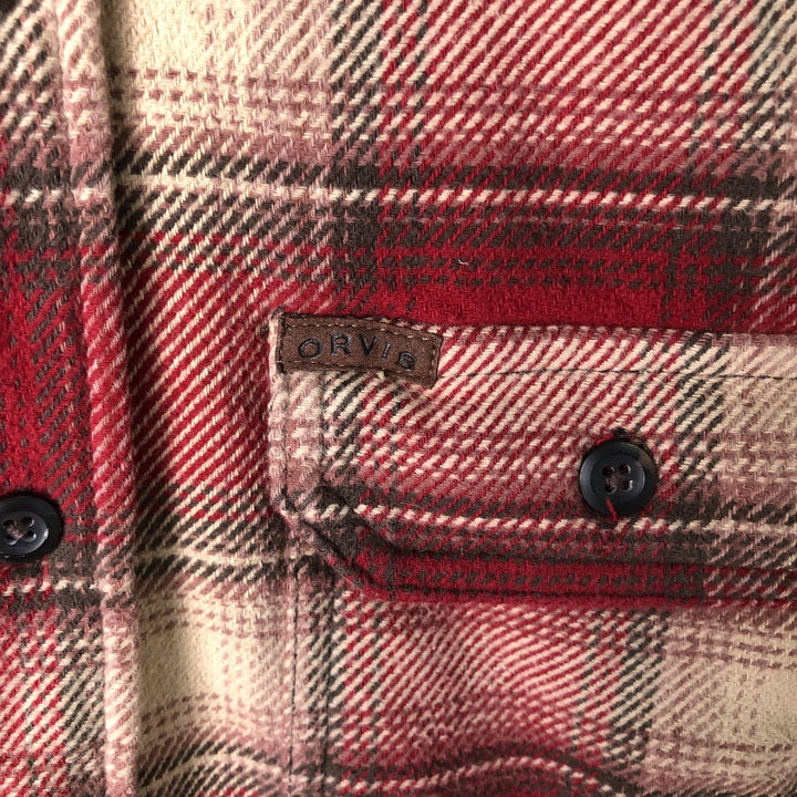 ORVIS Ombre Check Long Sleeve Flannel Check Shirt, Men's Size L cotton red type Vintage Second Hand