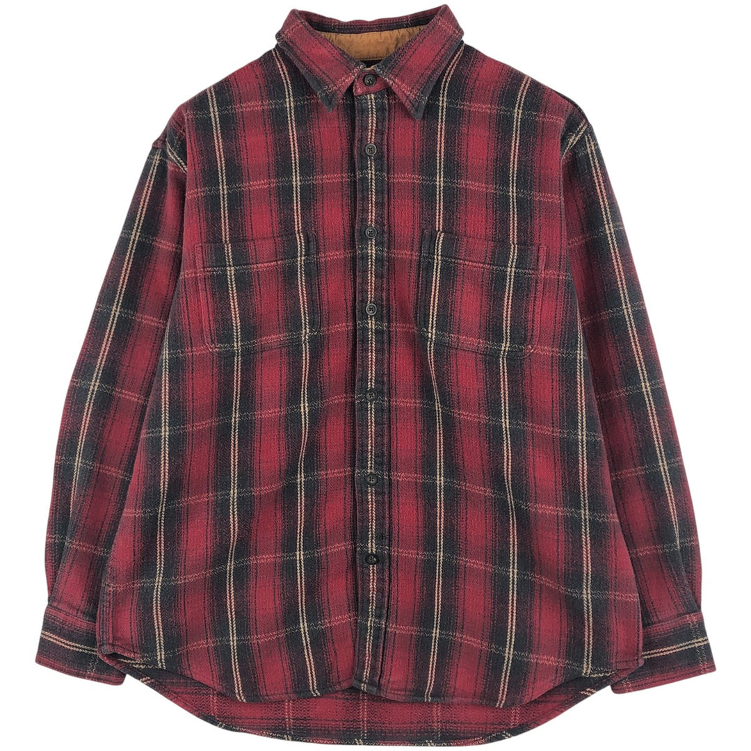 Long-sleeved flannel check shirt, men's size XL unclear red type Vintage Second Hand