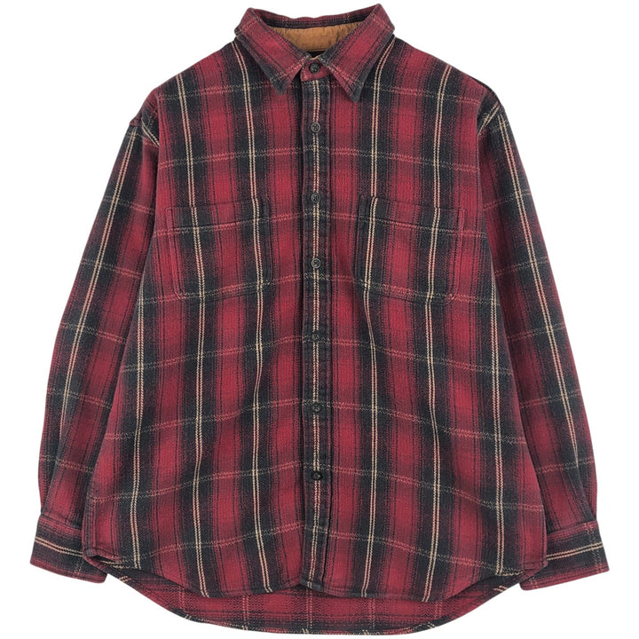 Long-sleeved flannel check shirt, men's size XL unclear red type Vintage Second Hand