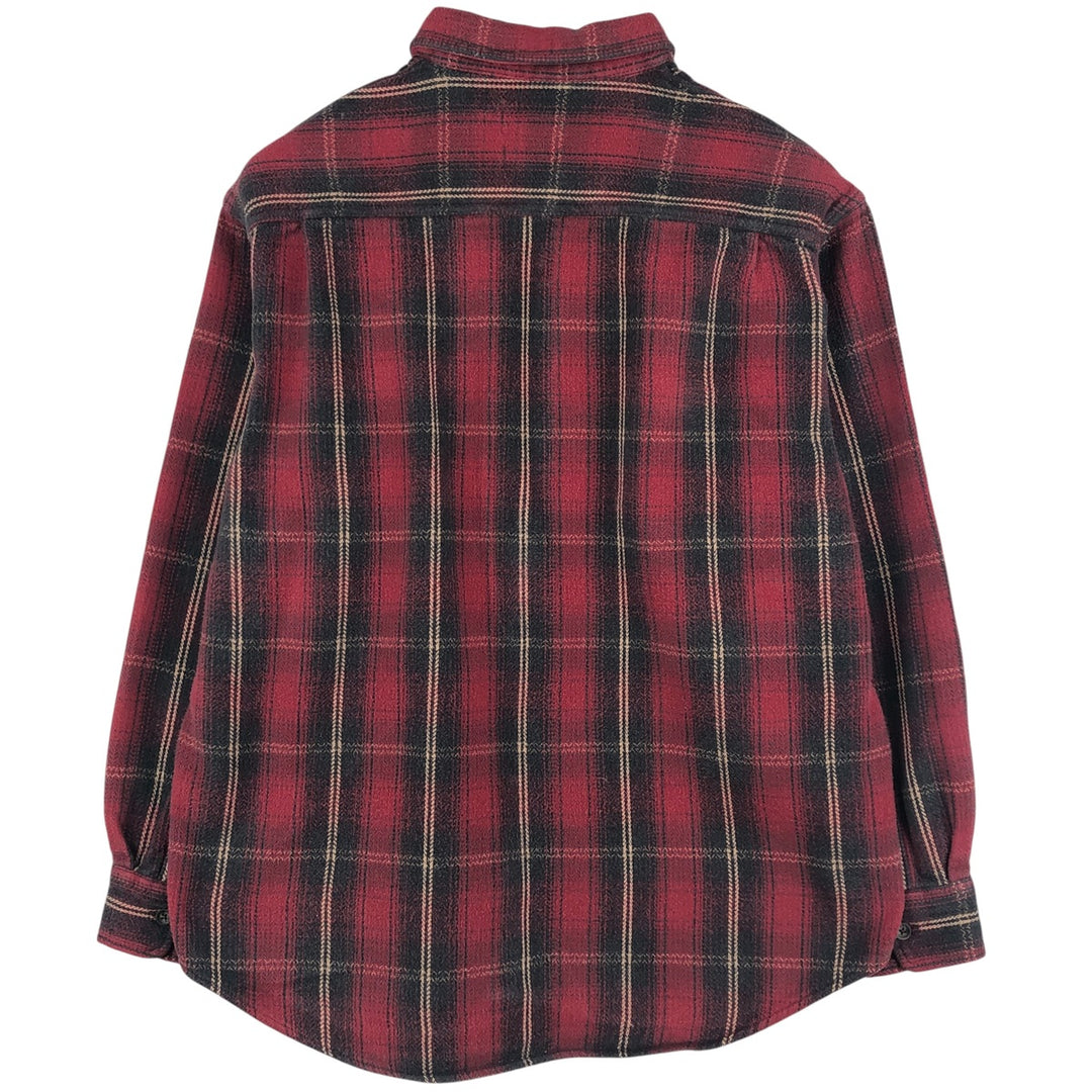 Long-sleeved flannel check shirt, men's size XL unclear red type Vintage Second Hand