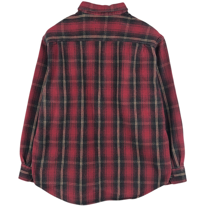 Long-sleeved flannel check shirt, men's size XL unclear red type Vintage Second Hand
