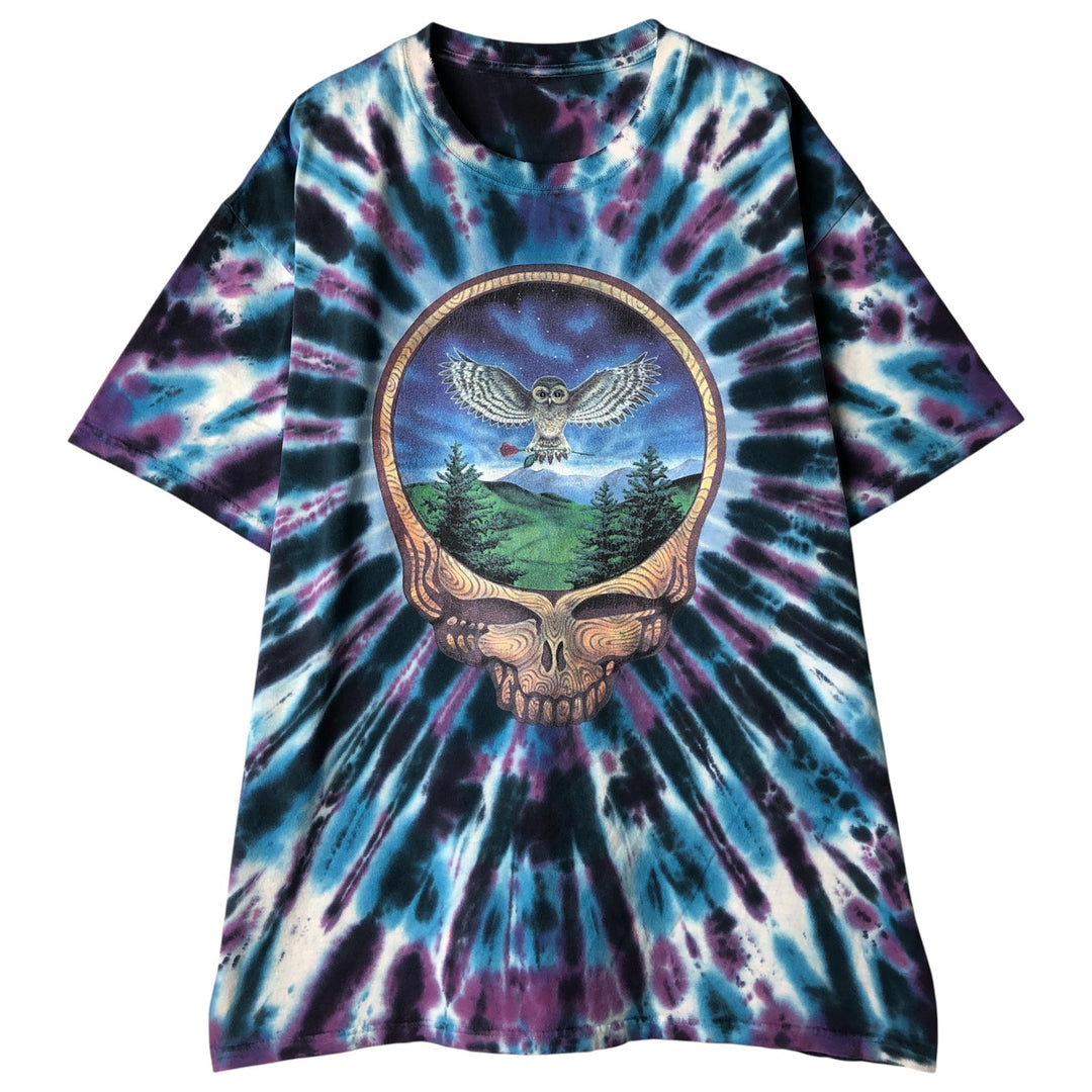 Grateful Dead Skull Pattern Tie-Dye Band T-Shirt, Men's Size XL cotton Blue type light blue Vintage Second Hand
