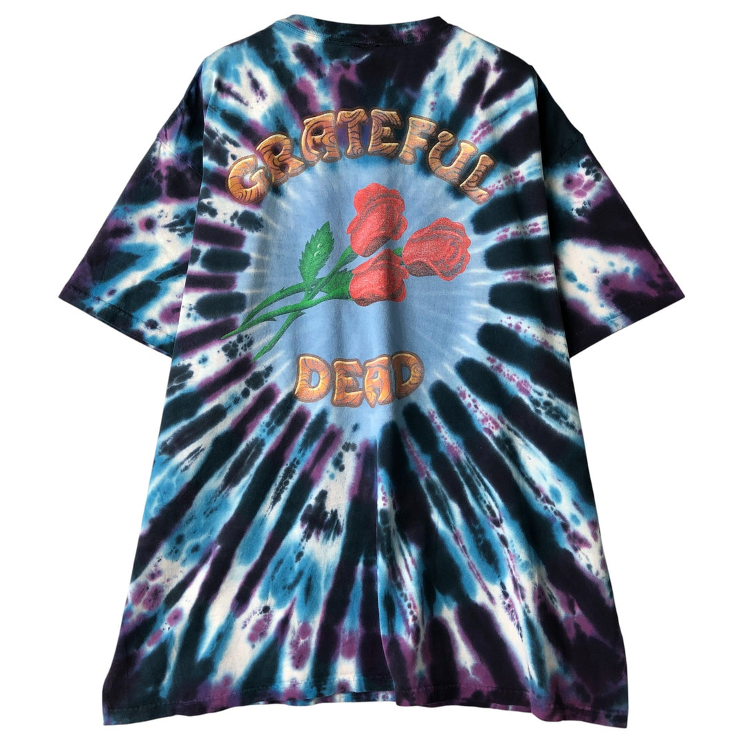 Grateful Dead Skull Pattern Tie-Dye Band T-Shirt, Men's Size XL cotton Blue type light blue Vintage Second Hand