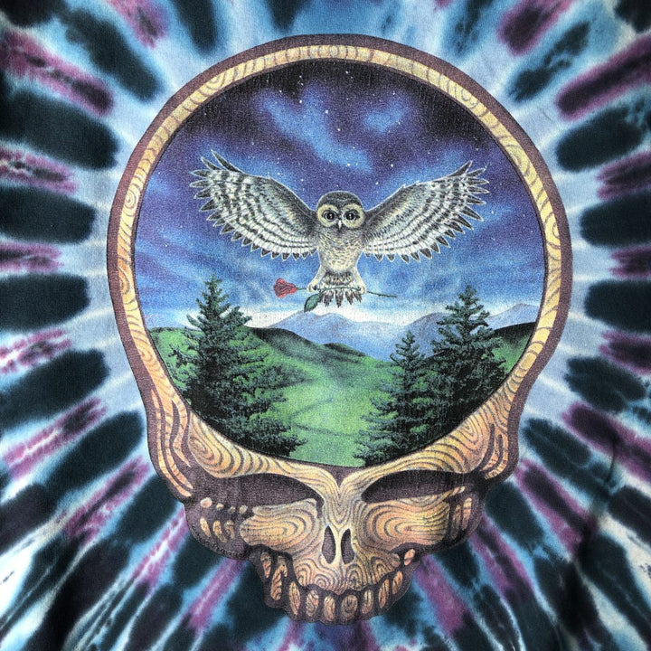 Grateful Dead Skull Pattern Tie-Dye Band T-Shirt, Men's Size XL cotton Blue type light blue Vintage Second Hand
