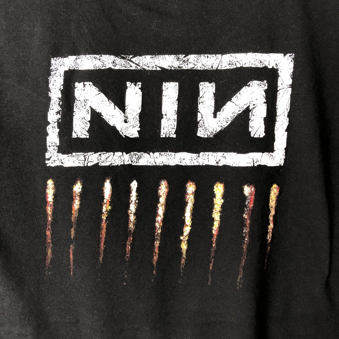 NINE INCHI NAILS Print Band T-Shirt, Men's Size L cotton black type Vintage Second Hand