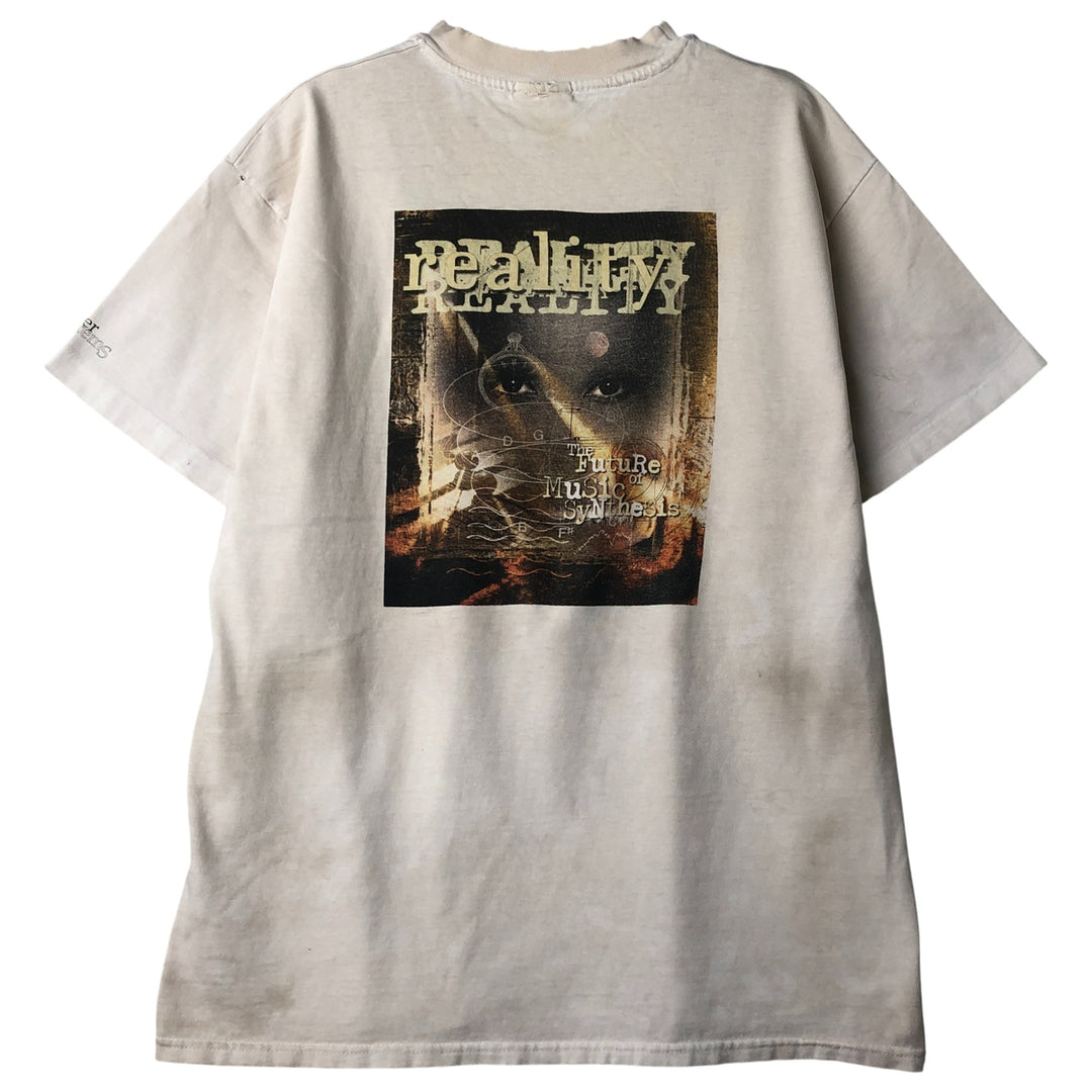 90'S Hanes BEEFY-T Printed T-shirt, Made in USA, Men's L size, Vintage cotton Beige type Vintage Second Hand