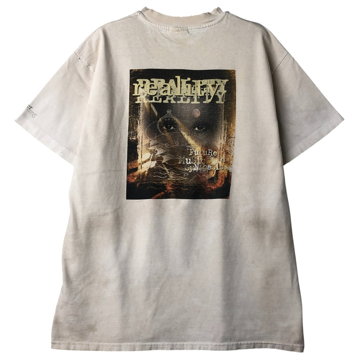 90'S Hanes BEEFY-T Printed T-shirt, Made in USA, Men's L size, Vintage cotton Beige type Vintage Second Hand