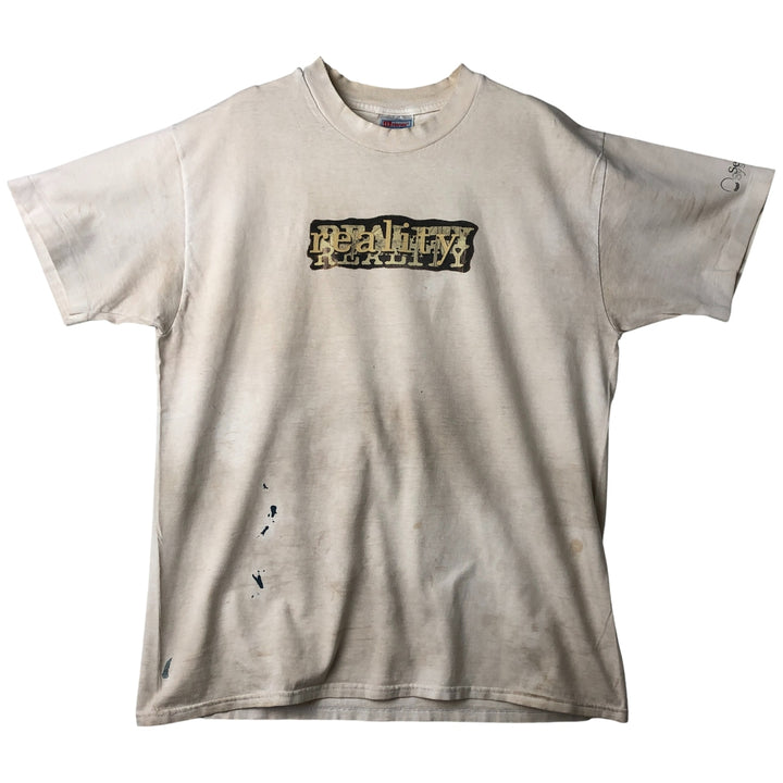 90'S Hanes BEEFY-T Printed T-shirt, Made in USA, Men's L size, Vintage cotton Beige type Vintage Second Hand