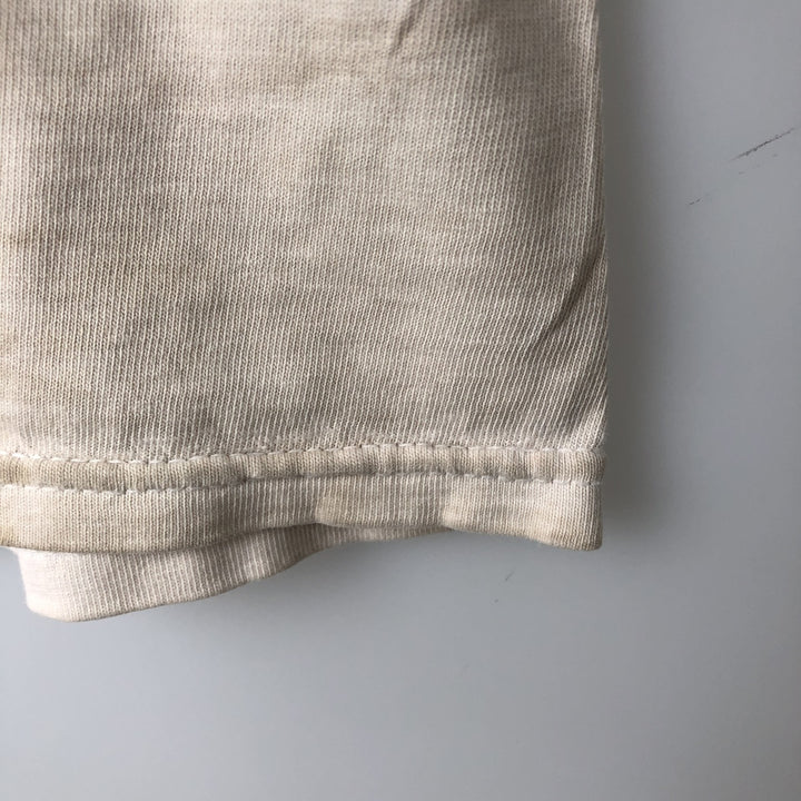 90'S Hanes BEEFY-T Printed T-shirt, Made in USA, Men's L size, Vintage cotton Beige type Vintage Second Hand