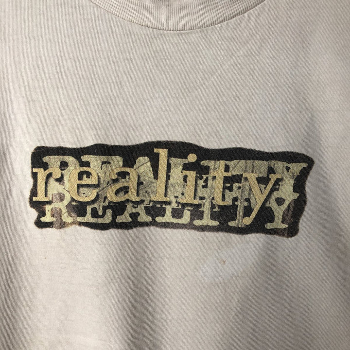 90'S Hanes BEEFY-T Printed T-shirt, Made in USA, Men's L size, Vintage cotton Beige type Vintage Second Hand