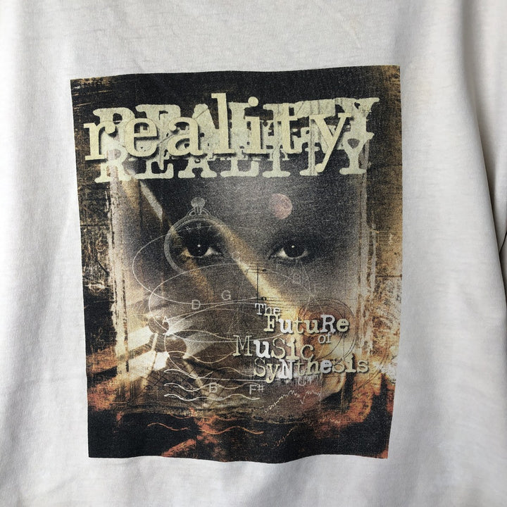 90'S Hanes BEEFY-T Printed T-shirt, Made in USA, Men's L size, Vintage cotton Beige type Vintage Second Hand