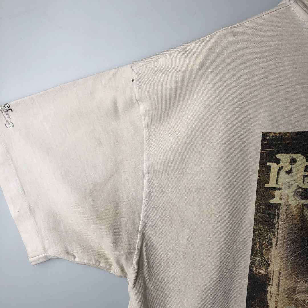 90'S Hanes BEEFY-T Printed T-shirt, Made in USA, Men's L size, Vintage cotton Beige type Vintage Second Hand
