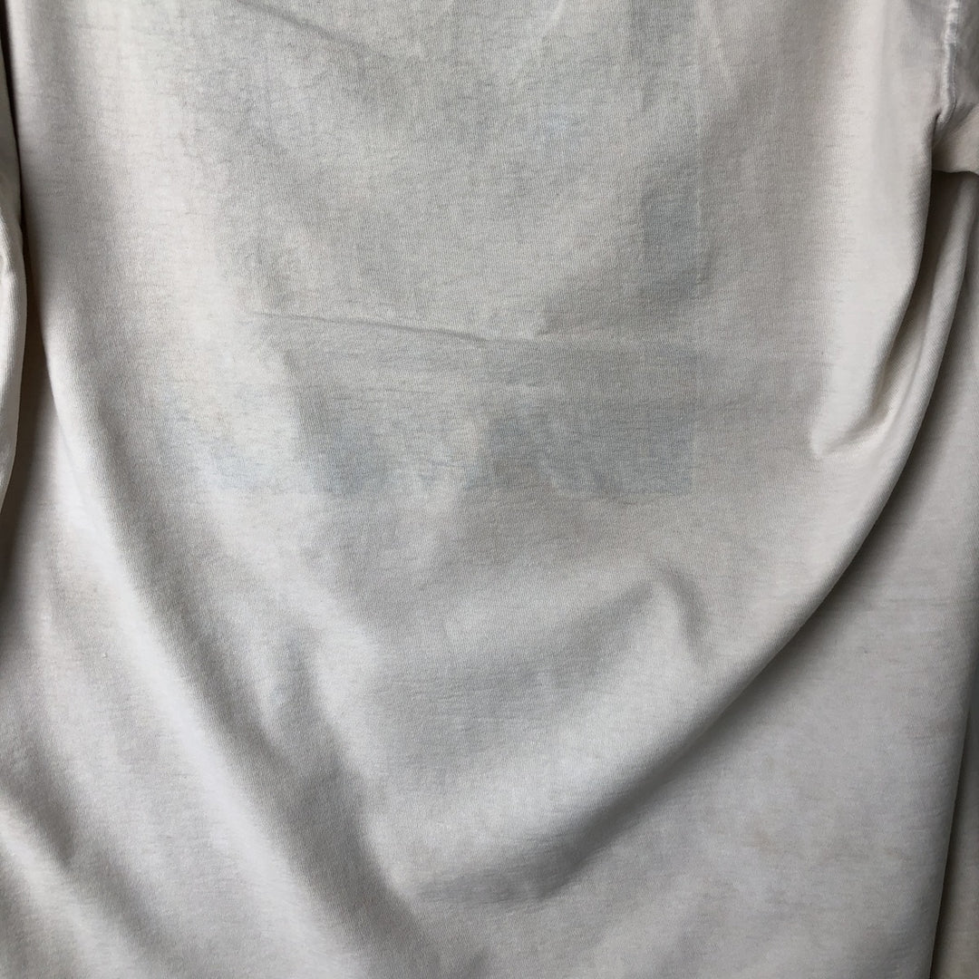 90'S Hanes BEEFY-T Printed T-shirt, Made in USA, Men's L size, Vintage cotton Beige type Vintage Second Hand