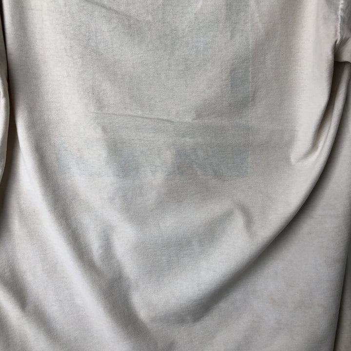 90'S Hanes BEEFY-T Printed T-shirt, Made in USA, Men's L size, Vintage cotton Beige type Vintage Second Hand