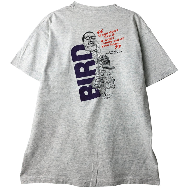 Vintage 90'S Fruit of the Loom Charlie Parker band T-shirt, Made in USA, Men's XL cotton gray type Vintage Second Hand