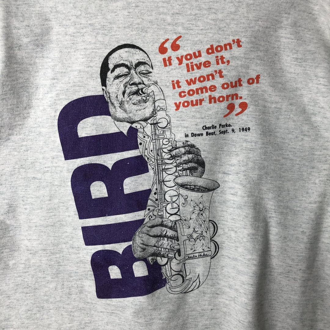 Vintage 90'S Fruit of the Loom Charlie Parker band T-shirt, Made in USA, Men's XL cotton gray type Vintage Second Hand