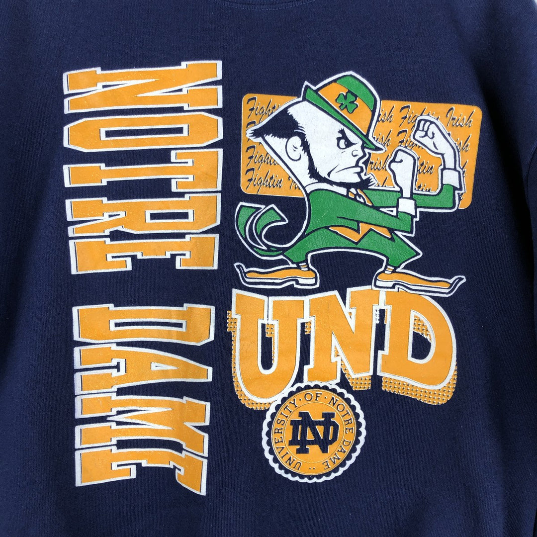 Trau and Iqevner TNT Notre Dame Fighting Irish College Character Sweatshirt polyester navy blue type Vintage Second Hand