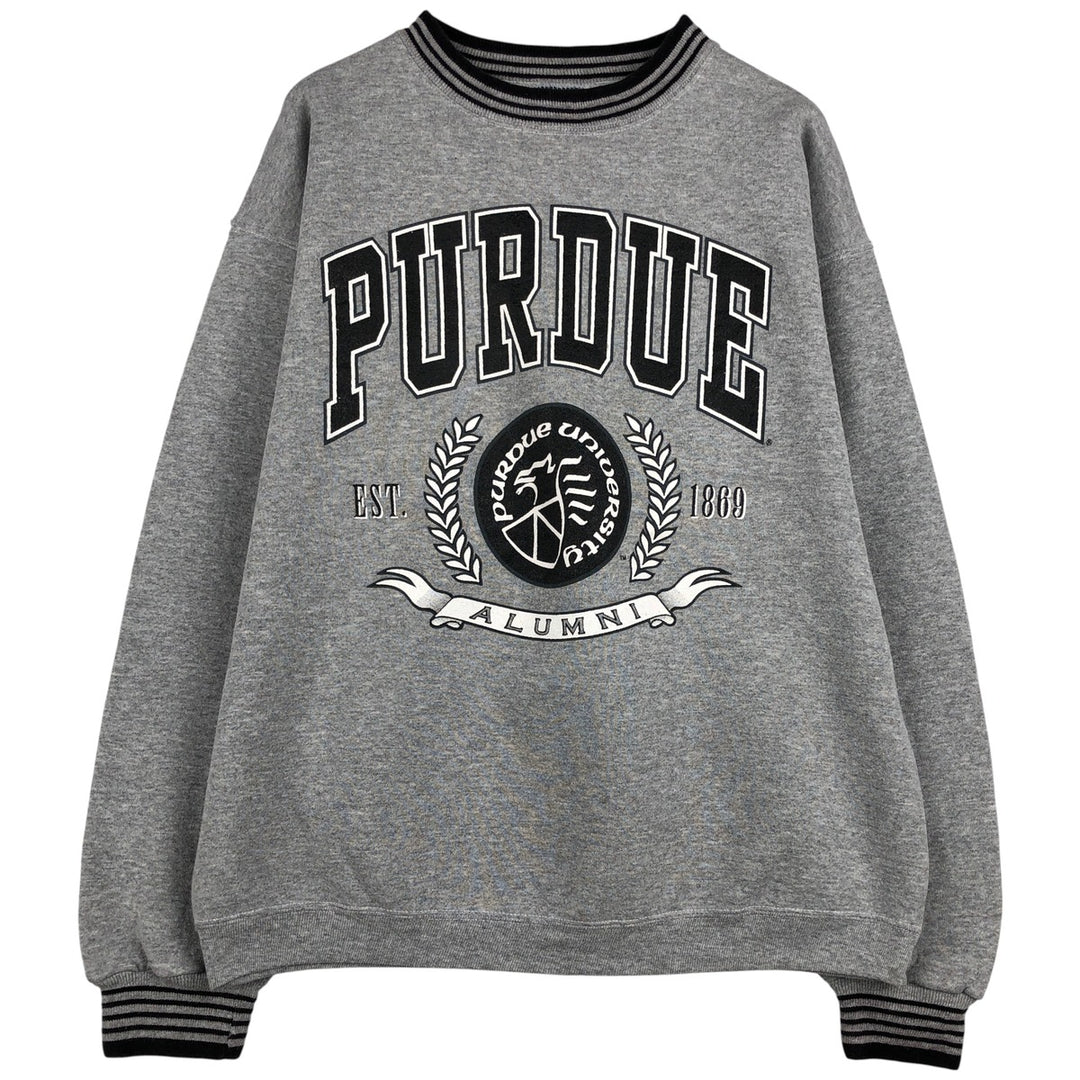 Vintage 90'S Purdue University 3-Panel Print College Sweatshirt, Made in USA, Men's Size Large cotton gray type Vintage Second Hand