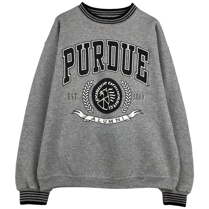 Vintage 90'S Purdue University 3-Panel Print College Sweatshirt, Made in USA, Men's Size Large cotton gray type Vintage Second Hand