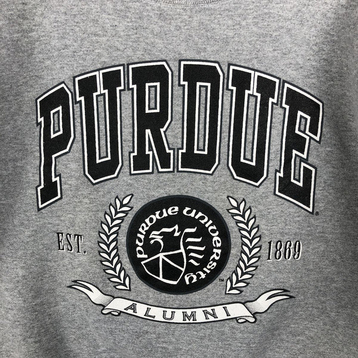 Vintage 90'S Purdue University 3-Panel Print College Sweatshirt, Made in USA, Men's Size Large cotton gray type Vintage Second Hand