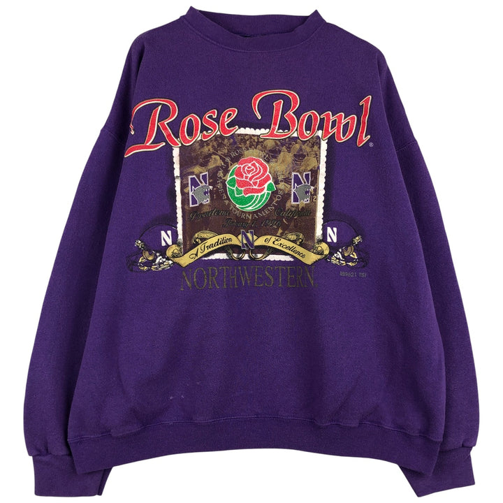 90'S TSI STURDY WEIGHT Rose Bowl 3-Print College Sweatshirt, Made in USA, Men's Size XL cotton purple type Vintage Second Hand